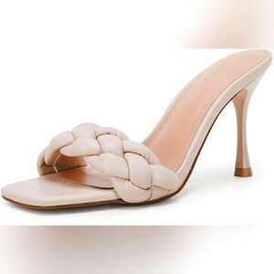 (42-2572) Ermonn Womens Square Open Toe Heeled Sandals Sz 11